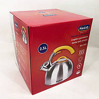 Елегантний чайник з нержавіючої сталі зі свистком Magio, Міцний чайник зі свистком для кухні SX-10