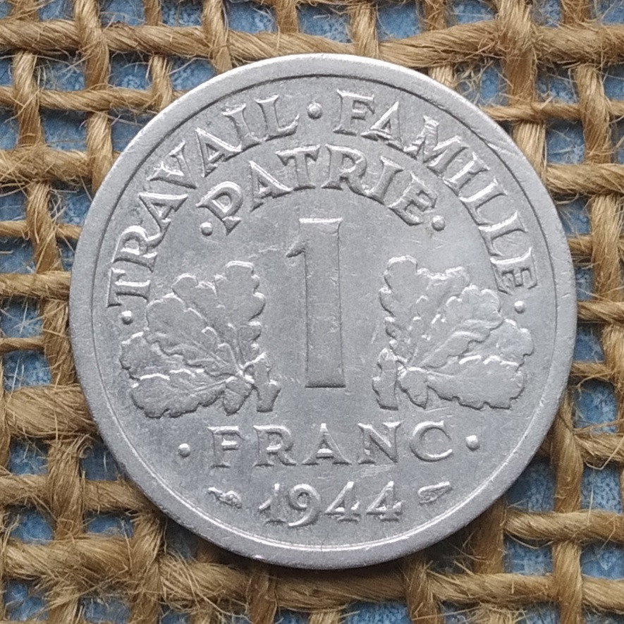 1 франк 1944 року. (С). Режим Вiшi. Францiя, фото 1