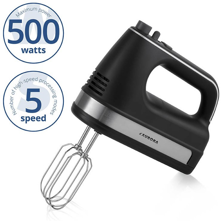 Ручний Міксер Aurora AU-4098, 500 Вт | 5 швидкостей з Турбо-режимом | Для збивання та замісу тіста, фото 1