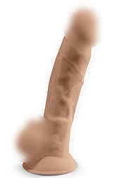 Фалоімітатор SilexD Tomas Flesh (MODEL 1 size 9in), двошаровий, силікон + Silexpan, діаметр 4,9см, пружна голівка, присоска