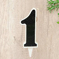 Свічка чорна цифра 1 в торт святкова