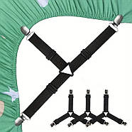 Тримачі для фіксації простирадла і наматрацника - Кліпси з затискачами - black TR, фото 2