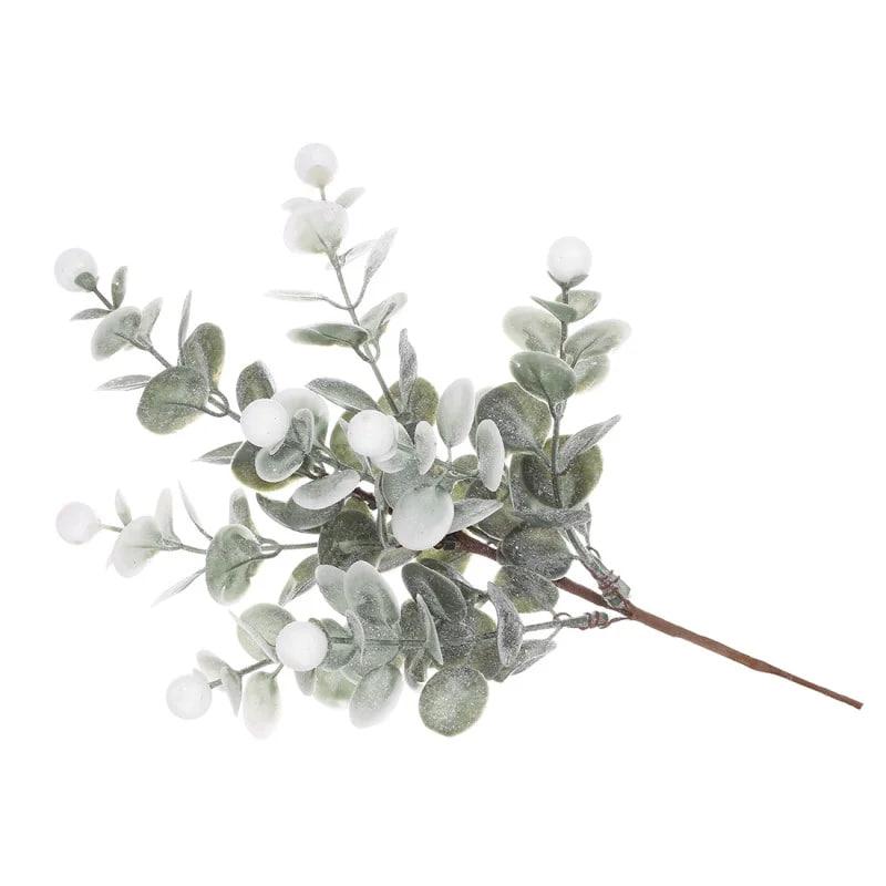 Штучна гілка Евкаліпта 33см Флористичний матеріал для декору з ефектом «льоду»
