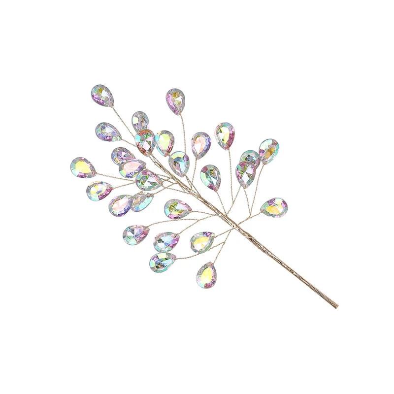 Гілка для декору 23,5 см Декоративна гілка з перламутровими кристалами для декорації