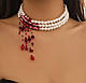 Чокер Кроваве намисто/ Прикраса для шиї / чокер з перлами та імітацією крові, фото 2