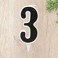 Свічка чорна цифра 3 в торт святкова
