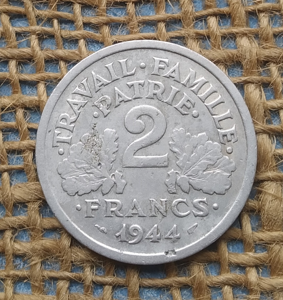 2 франка 1944 року. (С). Режим Вiшi. Францiя, фото 1