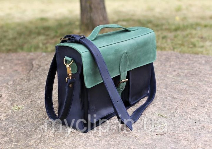 Барсетка чоловіча сумка,чоловічі барсетки шкіряні,барсетка через плече синя 46см*35см, фото 1