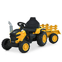 Дитячий електричний трактор Bambi M 6261EBLR-6 з причепом, жовтий