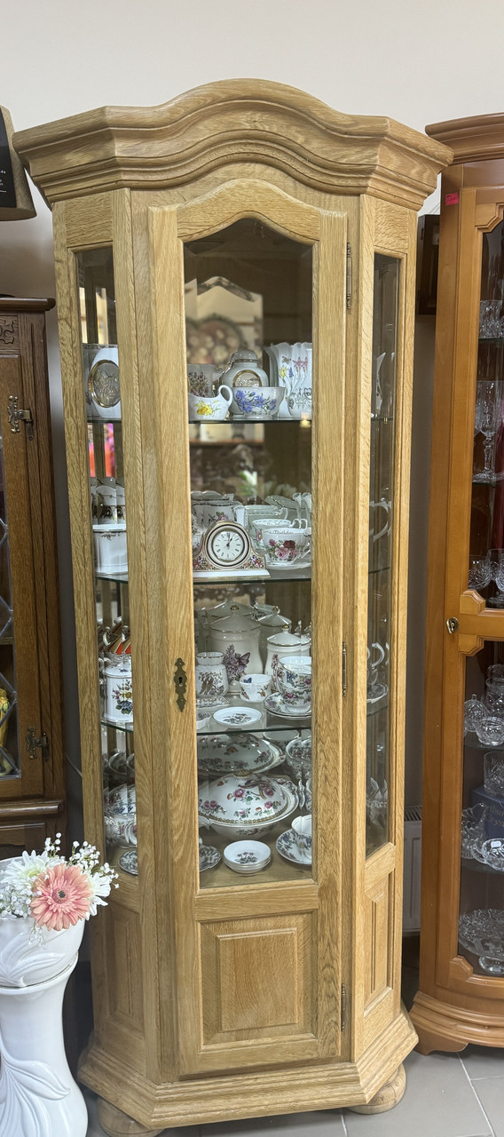 Дубова вінтажна пряма вітрина, фото 1