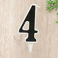 Свічка чорна цифра 4 в торт святкова