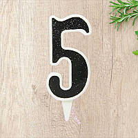 Свічка чорна цифра 5 в торт святкова