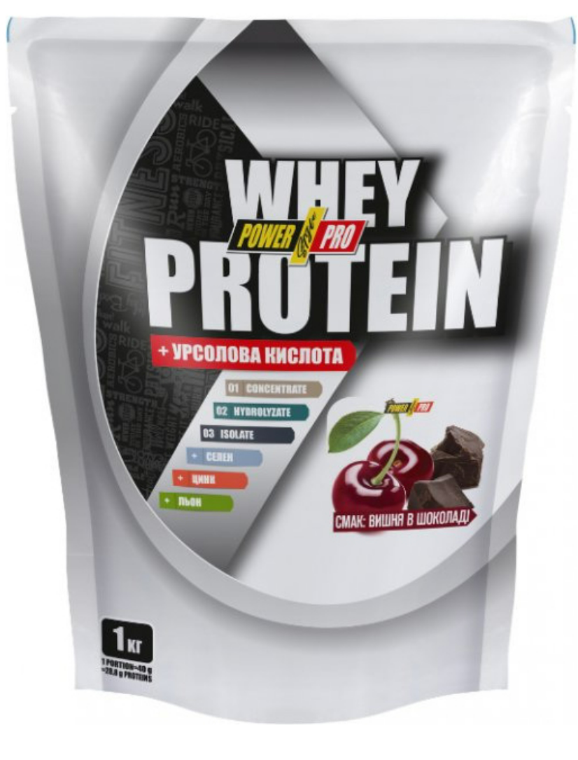 Сыровоточный протеин Whey Protein + урсоловая кислота 1 кг клубника со сливками