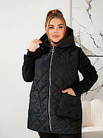 Костюм жіночий спортивний трійка з тринитки на флісі із жилетом (Батал), фото 8