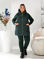 Костюм жіночий спортивний трійка з тринитки на флісі із жилетом (Батал), фото 7