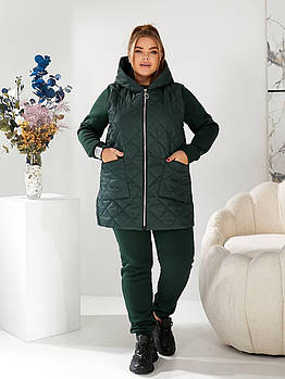 Костюм жіночий спортивний трійка з тринитки на флісі із жилетом (Батал)