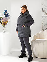 Костюм жіночий спортивний трійка з тринитки на флісі із жилетом (Батал), фото 3