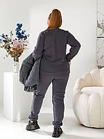 Костюм жіночий спортивний трійка з тринитки на флісі із жилетом (Батал), фото 6