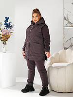 Костюм жіночий спортивний трійка з тринитки на флісі із жилетом (Батал), фото 10