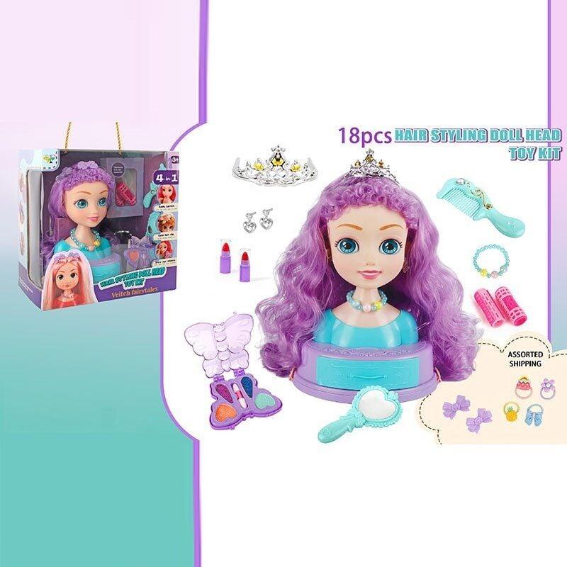 Манекен для зачісок SR 006 (18/2) косметика, перукарські інструменти, заколки, резинки, в коробці