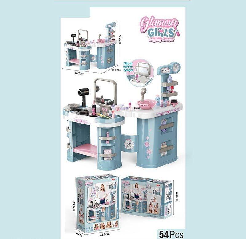 Трюмо 7 GT 07 (4) 70.5х32.5х73 см, 54 елементи, дзеркало, імітація косметики, фен та стайлер на батарейках, звук, підсвічування, в