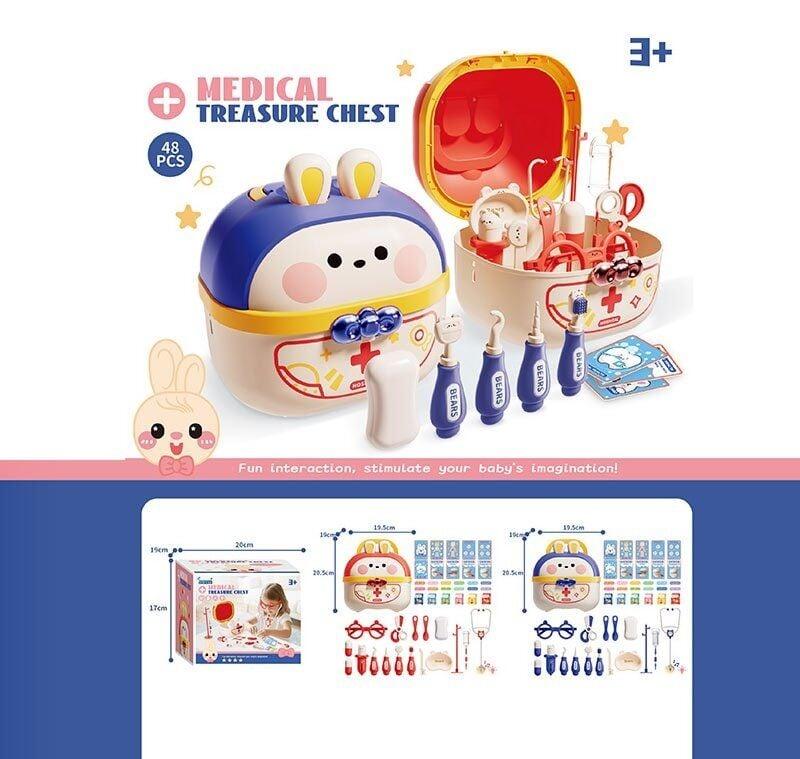 Набір лікаря JQ 911-8 (30) 2 види, 48 детеалей, стетоскоп, підсвічування, звук серцебиття, бокс, крапельниця, ножиці, окуляри,