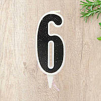 Свічка чорна цифра 6 в торт святкова