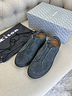 Сліпони Kiton без шнурівки темно-сірі ob426