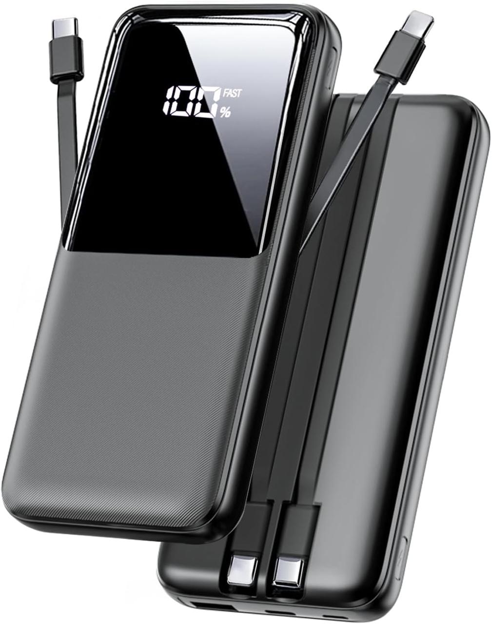 Повербанк CFIAI PB-08 15000 мАч із швидкою зарядкою PD 22.5 Вт/Quick Charge 3.0, із вбудованими кабелями, LED-дисплеєм, фото 1