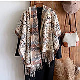 Жіночий шарф "Осінній спокій" – великий, м’який, з орнаментом, фото 3
