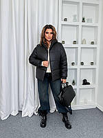 Жіноча коротка тепла куртка на синтепоні з капюшоном (Батал), фото 8