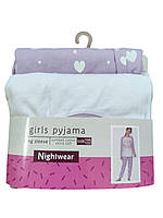 Дитяча піжама для дівчинки Malu бавовна, бузкова з білим, 134-140