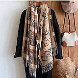 Жіночий шарф "Осінній спокій" – великий, м’який, з орнаментом, фото 2