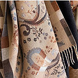 Жіночий шарф "Осінній спокій" – великий, м’який, з орнаментом, фото 4