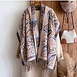 Жіночий шарф "Осінній спокій" – великий, м’який, з орнаментом, фото 2