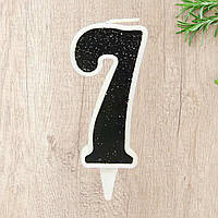Тортова свічка цифра 7 чорна глітер