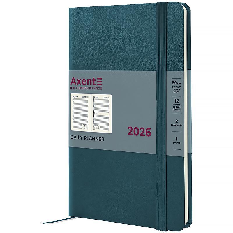 Щоденник 2026 датований А5 Axent Partner Strong малахітовий 8819-26-31, фото 1
