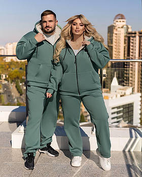 Костюм жіночий спортивний на хутрі кофта з капюшоном і штани (Батал)