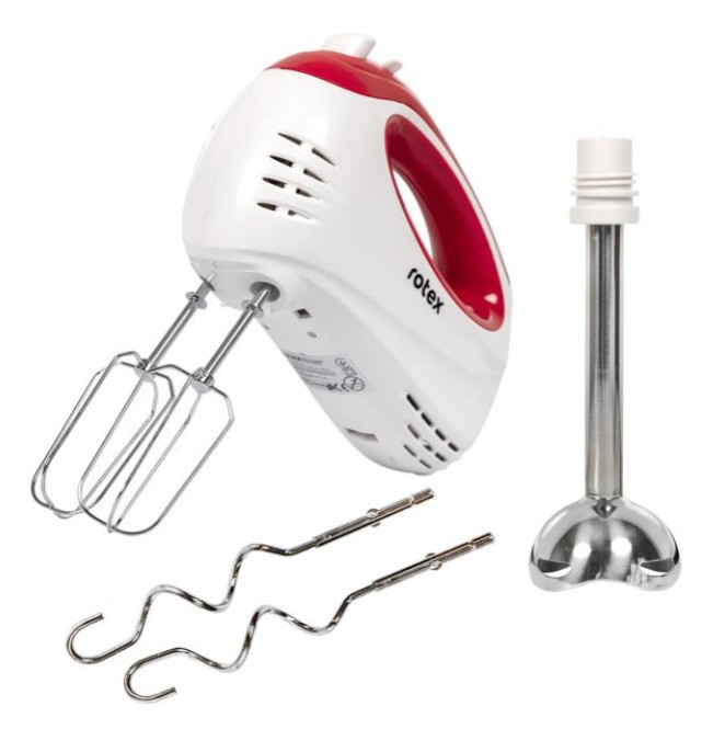 Ручний міксер 300 Вт, 5 швидкостей | Білий кухонний міксер з насадками для збивання та тіста, фото 1
