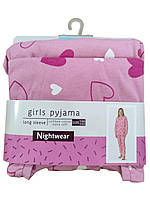 Дитяча піжама для дівчинки Malu рожева з сердечками дитячий домашній комплект розмір 158-164