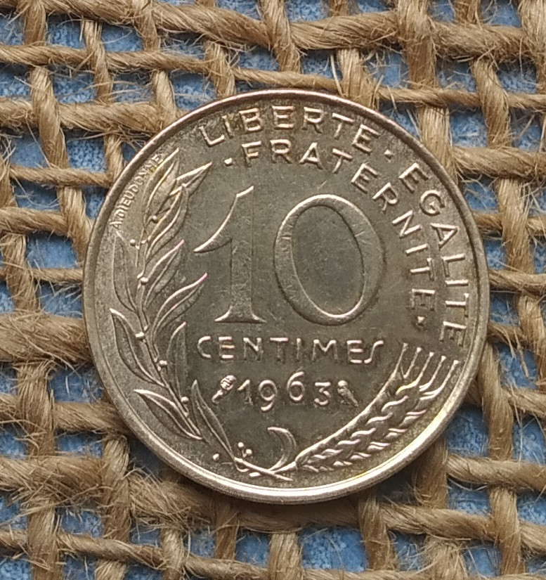 10 сантимiв 1963 року францiя, фото 1