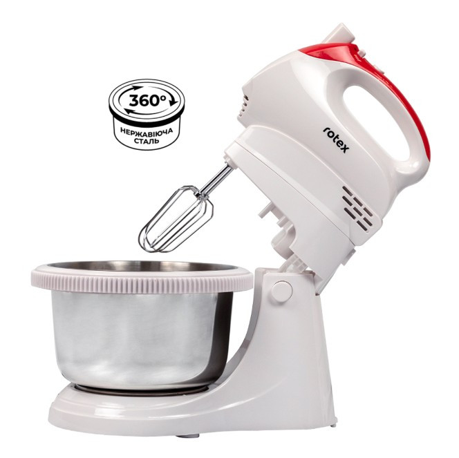 Міксер RHM300-K (300 Вт, 5 швидкостей, TURBO) | Стаціонарний міксер з нержавіючою чашею 2 л, фото 1