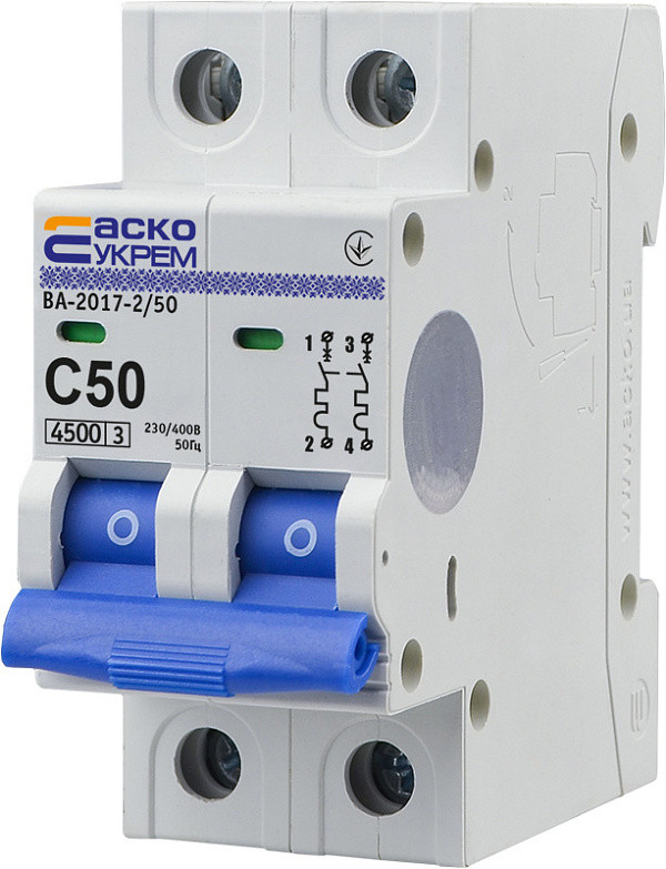 Автоматичний вимикач УКРЕМ ВА-2017/С 2р 50А АСКО, фото 1