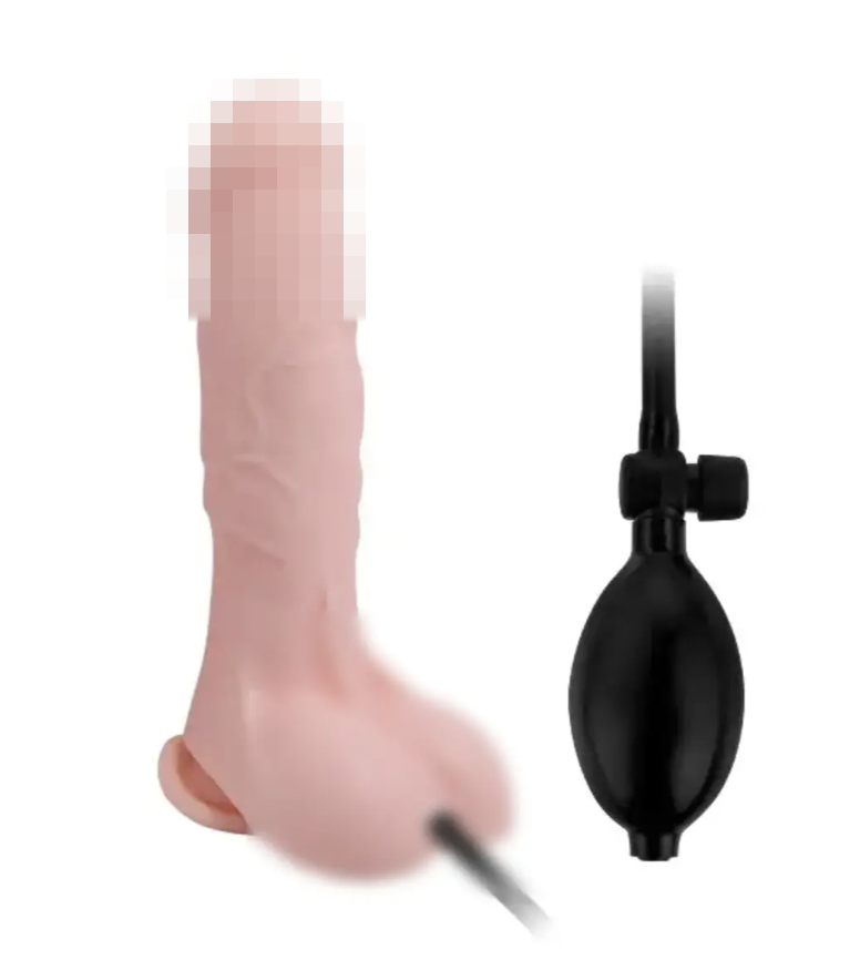 Розширюваний фаллоїмітатор на присоску з грушею Inflatable REALISTIC COCK, 20х4,3 см., фото 1