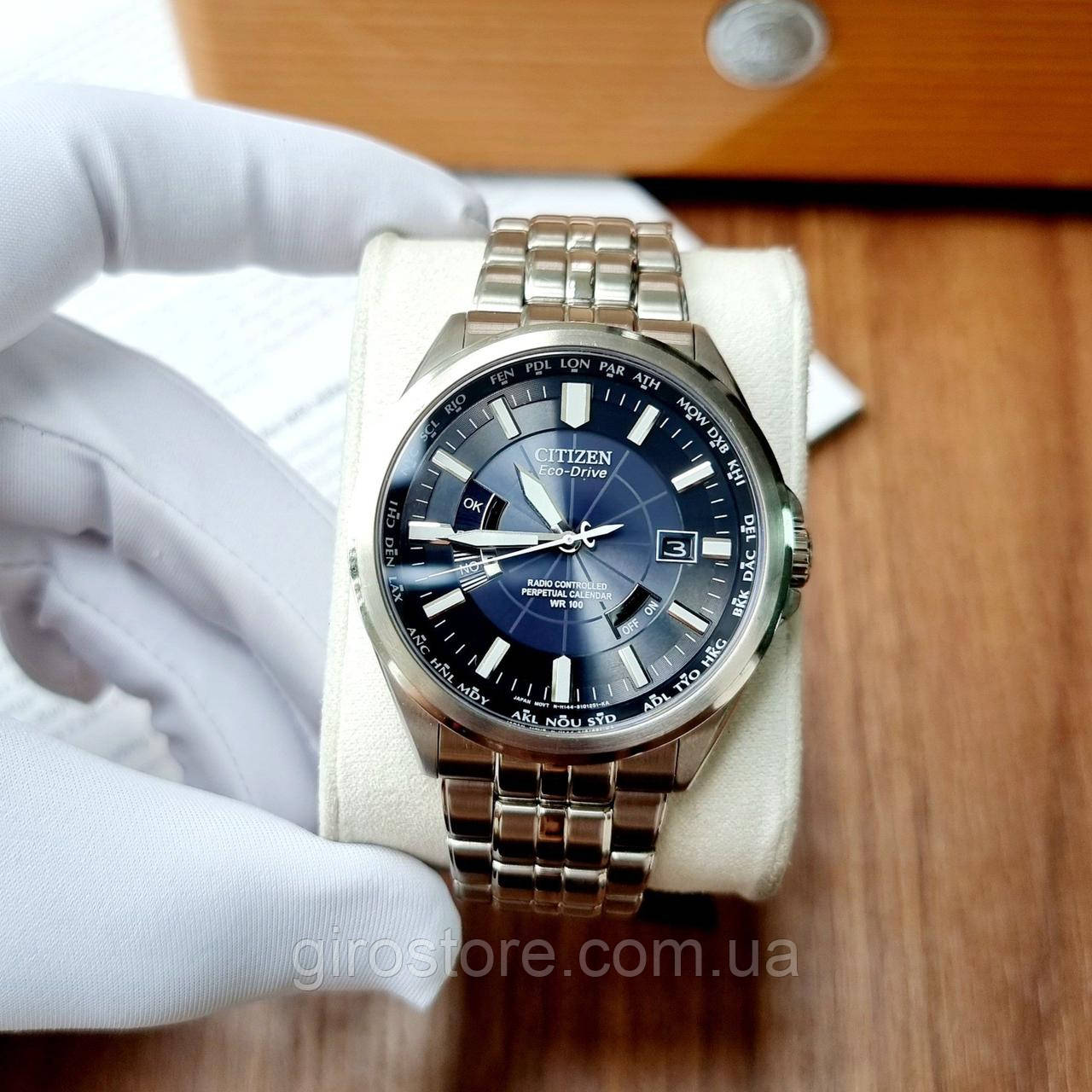 Японський годинник Citizen Eco-Drive CB0010-53L радіосинхронізація, вічний календар, світовий час 26 зон, сапфір, фото 1