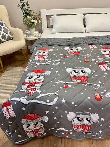 Плед новорічний на еко овчині Півтораспальний, фото 1