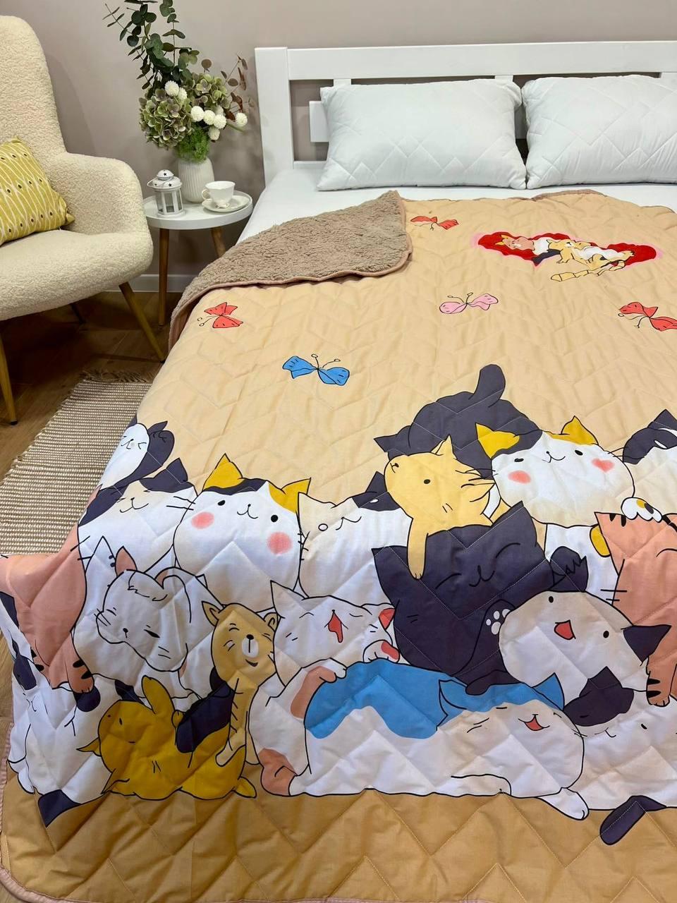 Плед новорічний на еко овчині Півтораспальний