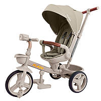 Дитячий триколісний велосипед Tilly Flash T-3812 Light Beige (бежевий колір)