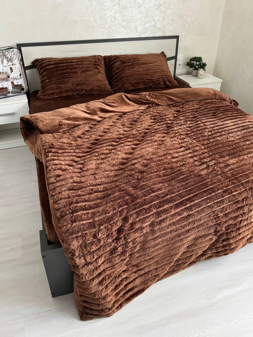 Велюрова постільна білизна Євро ПРОСТИНЯ НА РЕЗИНЦІ