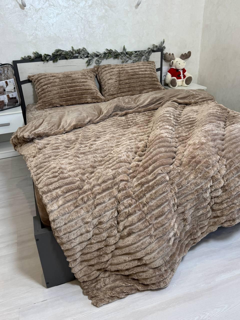 Велюрова постільна білизна Євро ПРОСТИНЯ НА РЕЗИНЦІ